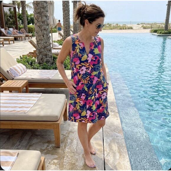 Lands' End Other - Lands End Swim Cover-Up Tank Sleeveless Tropical Dress Pockets L Petite (14-16)